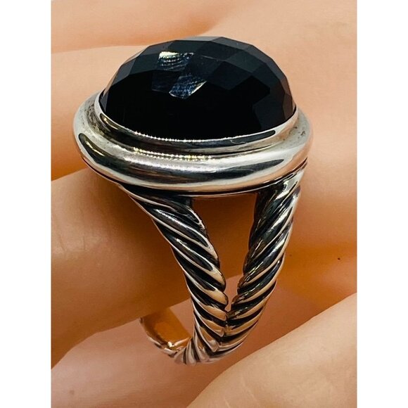 David Yurman Albion Onyx Sterling Silver 925 Oval Ring Size 8 - Picture 9 of 13
